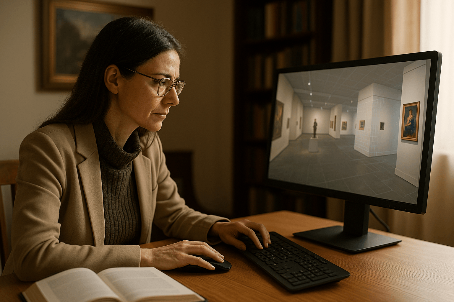 How It Works Background - Woman using Art Gate platform